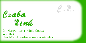 csaba mink business card